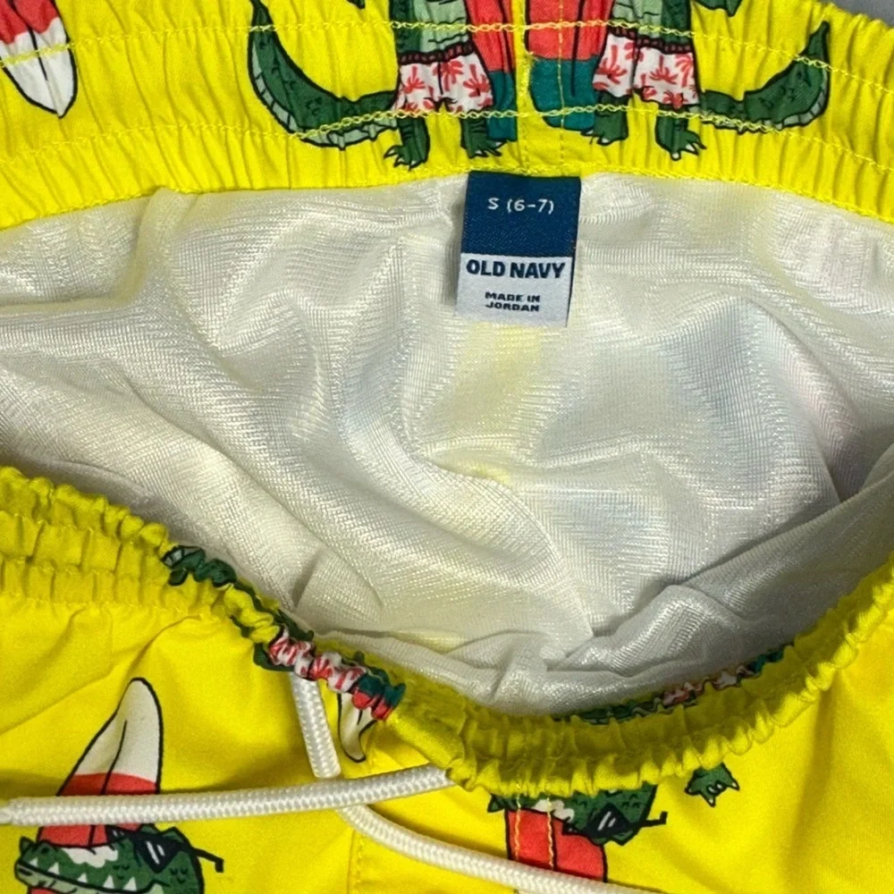 Surfing Alligator Print Swim Shorts Drawstring Lined Quick Dry Kids 6/7